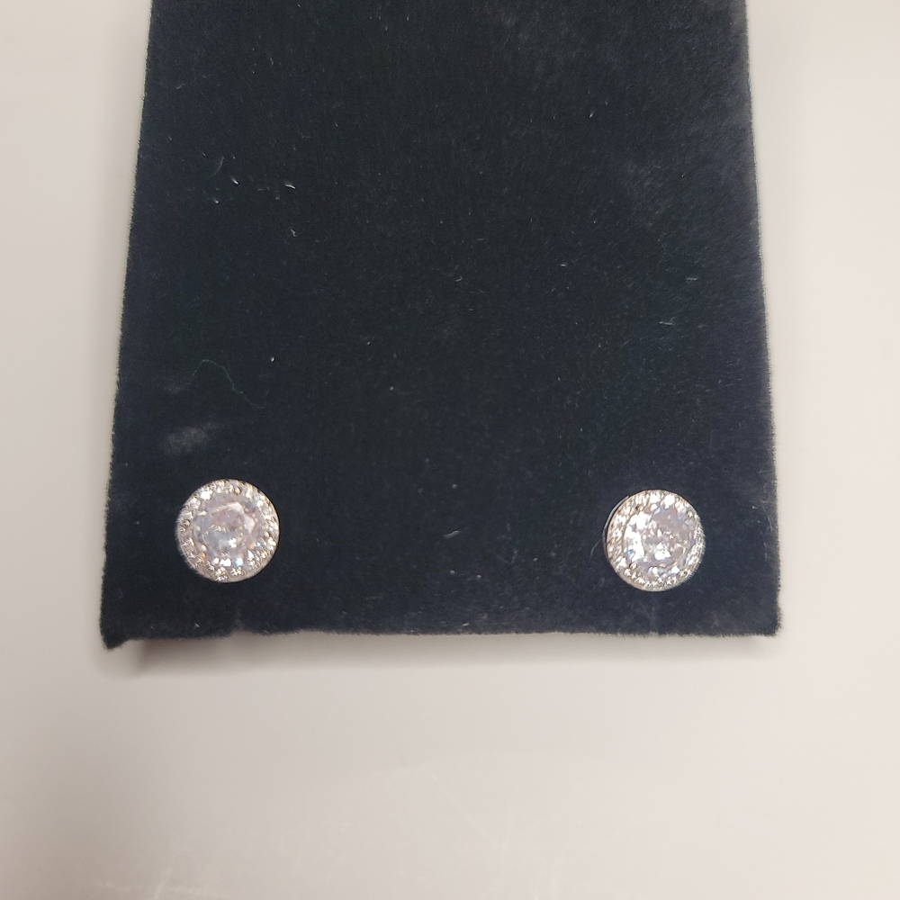 White Cubic Zirconia Stud Earrings